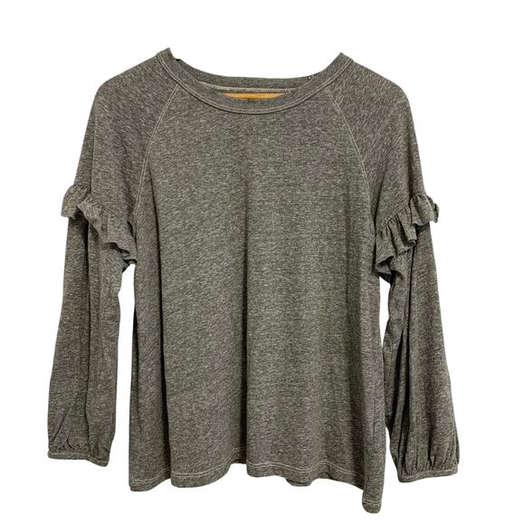 The Great Gray Ruffle Sleeve Long Sleeve Top - Picture 1 of 6